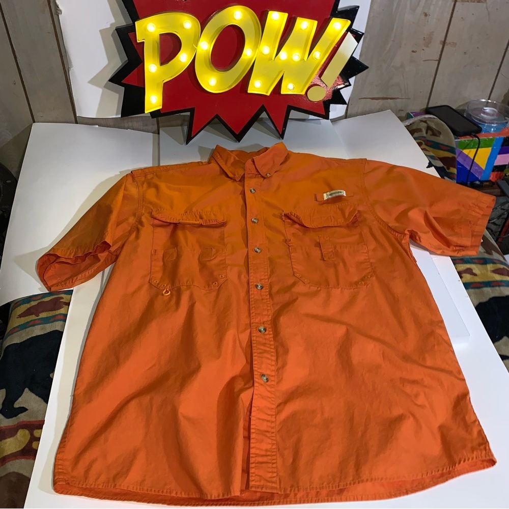 Magellan Outdoors Men’s Large Orange Button down Shirt- Used Great Condition